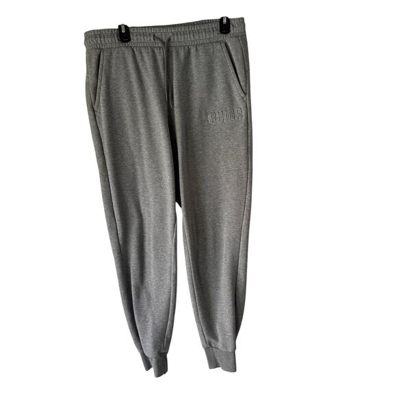 Puma Women's Gray Sweatpants Joggers Size L‎ Logo Drawstring Cuffed Athletic - Picture 1 of 10